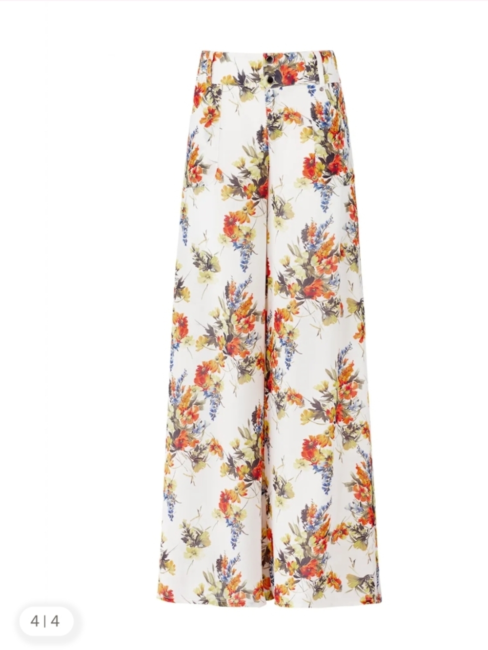 Haute Hippie White Wide-Leg Floral Palazzo Pants